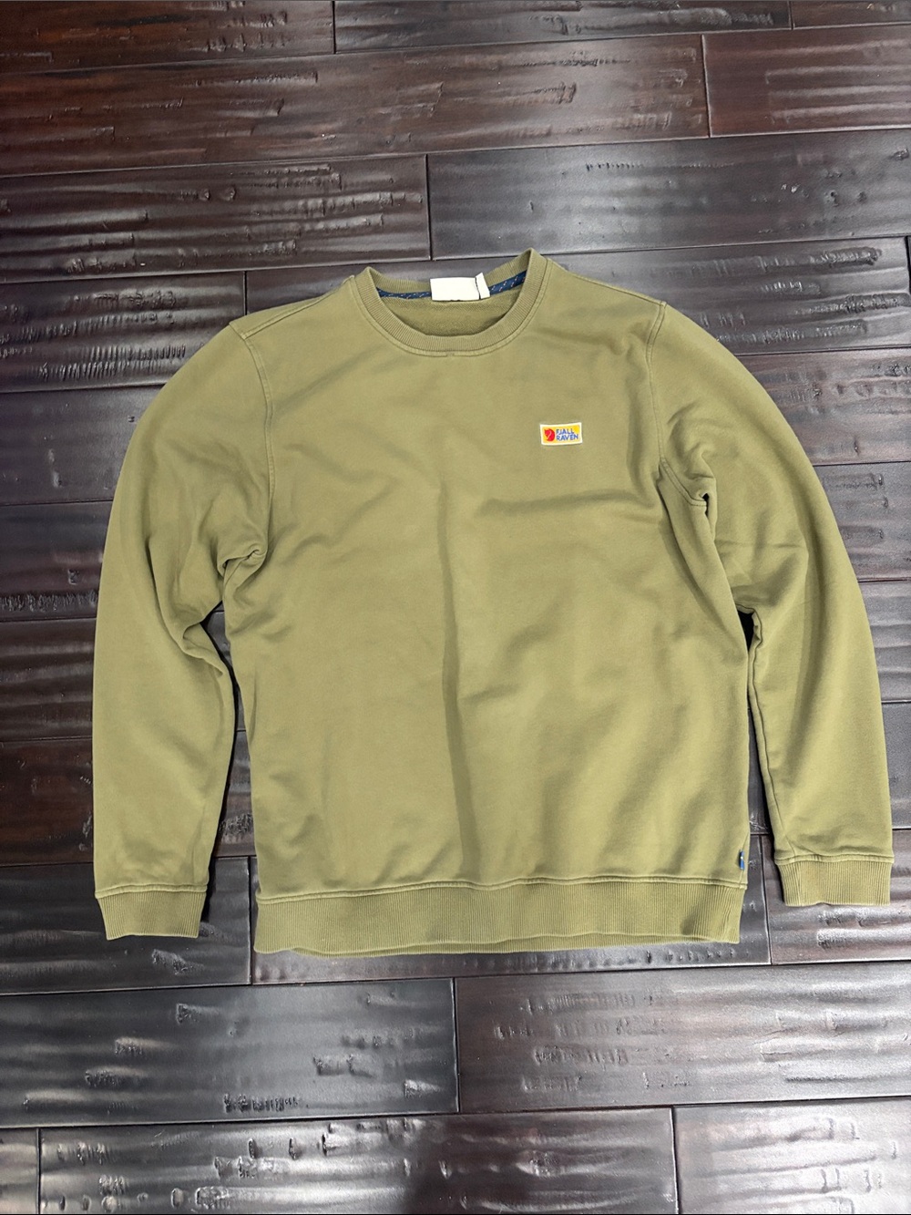 Fjallraven Olive Green Crewneck Sweatshirt with Chest Patch